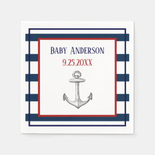 Seestreifen und Anker-Babyparty Serviette