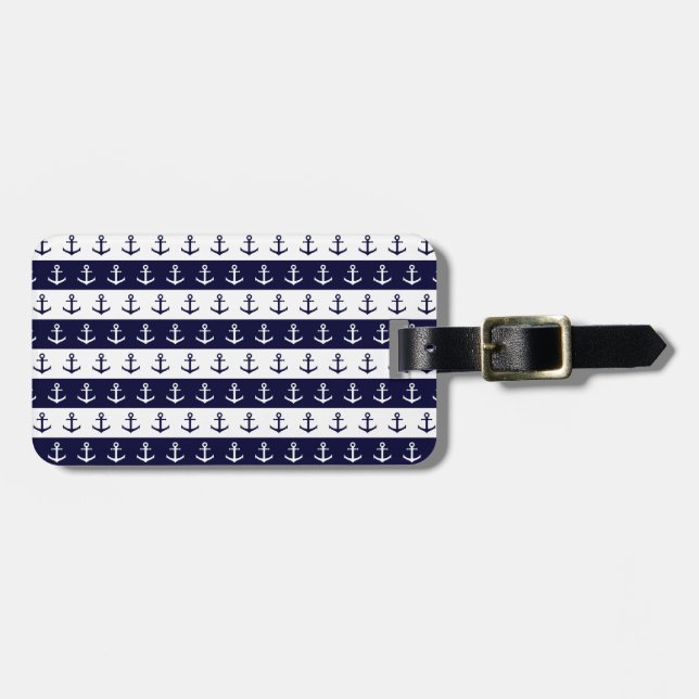Seestreifen und Ankermuster Gepäckanhänger (Vorderseite horizontal)
