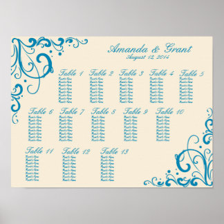 Seetabelle für Blau und Creme Geblüht Poster