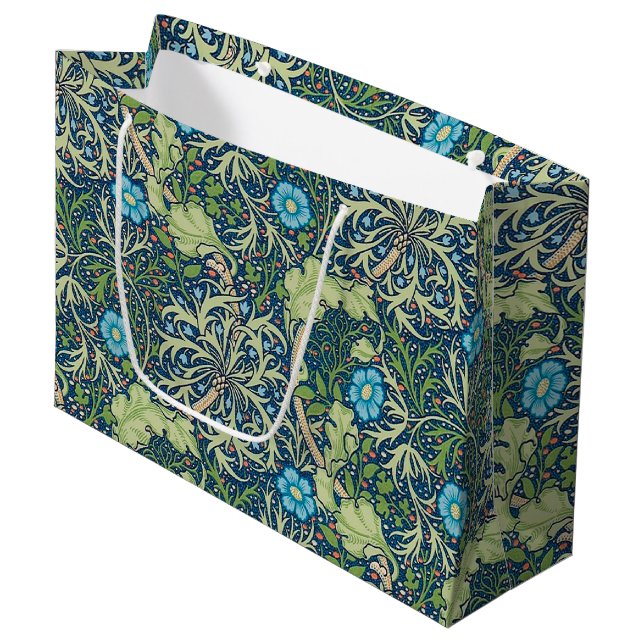 Seetang, William Morris große Geschenktasche Geschenktüte (Vorderseite Schrägansicht)