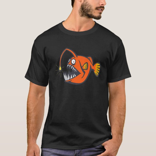 Seeteufel Tiefseebewohner Monster Angler F T-Shirt (Vorderseite)