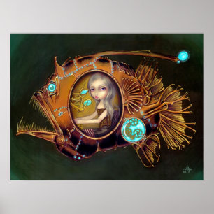 Seeteufel Unterseeboot Steampunk Tiefbrot Art Prin Poster