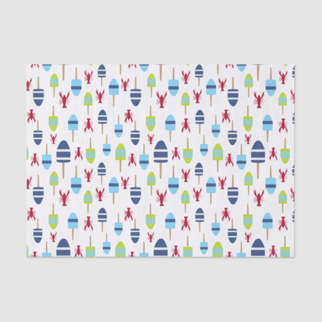 Seethemaboje und -hummer mit Monogramm Seidenpapier (Vorderseite)