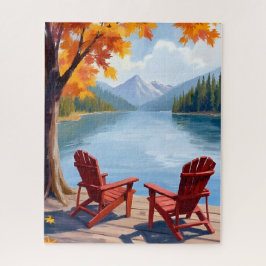 Seeufer am Morgen | Friedliche Berglandschaft Puzzle