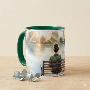 Seeufer bei Sonnenuntergang Tasse
