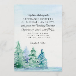 Seeufer-Gebirgshohe Kiefern-Hochzeit im Freien Einladung