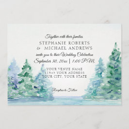 Seeufer-Gebirgshohe Kiefern-Hochzeit im Freien Einladung