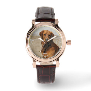 Seeufer-golden retriever-Kunst-Geschenke Armbanduhr