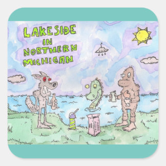 Seeufer in Michigan Quadratischer Aufkleber