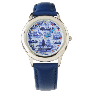 SEEVERKEHR,VINTAGE SCHIFFE,SEGELSCHIFFE,Navy Blue Armbanduhr