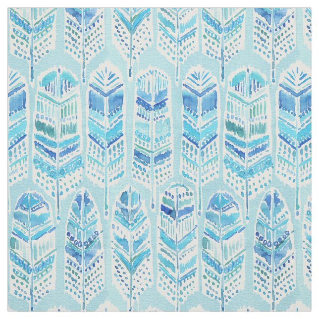 SEEVOGEL Aqua-Beachy Aquarell Boho Federn Stoff (Muster)