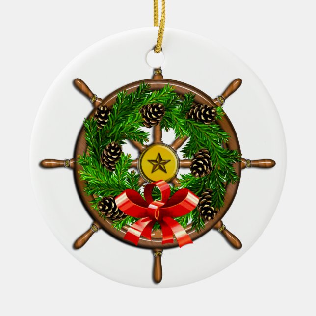 Seeweihnachten versendet Rad Keramik Ornament (Vorne)
