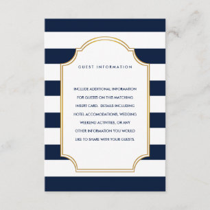 Seeweißer Streifen-moderner Hochzeits-Einsatz der Begleitkarte