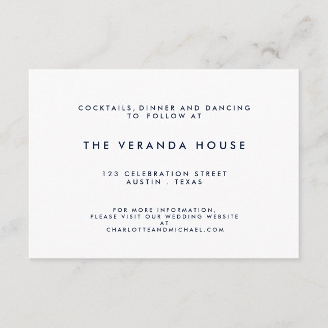 Seeweißer Streifen-moderner Hochzeits-Einsatz der Begleitkarte (Vorderseite)