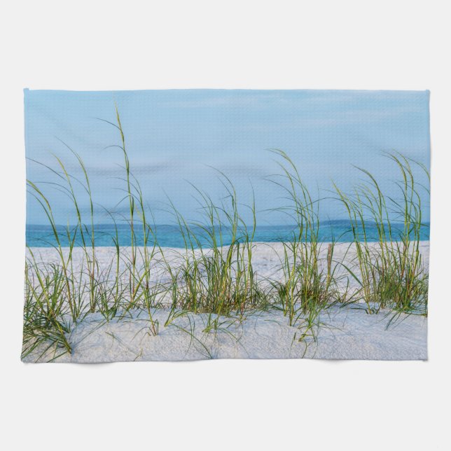 Seeziegel im weißen Sand Geschirrtuch (Horizontal)