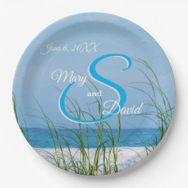 Seeziegel in weißem Sand-Hochzeitsplatten Pappteller