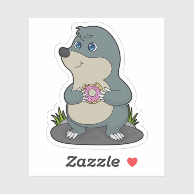 Seezunge mit Donut Aufkleber (Blatt)