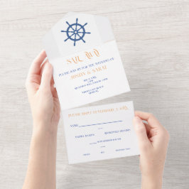 Segel Away Nautical Beach Hochzeit All In One Einladung