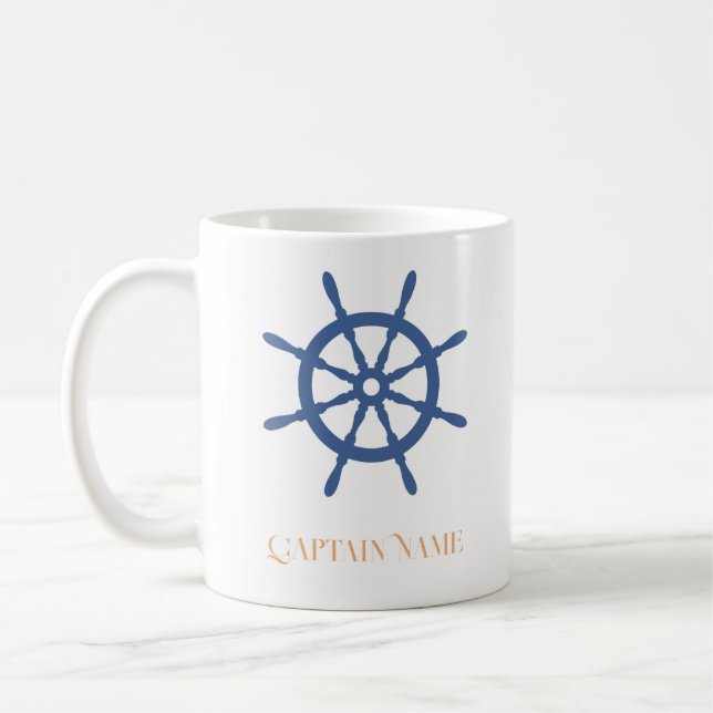 Segel Away Nautical Beach Personalisiert Ship Helm Kaffeetasse (Links)