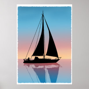 Segel bei Sunset Silhouette Poster