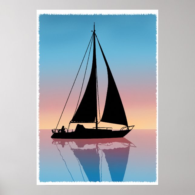 Segel bei Sunset Silhouette Poster (Vorne)