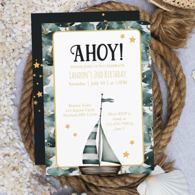 Segel-Boot Nautical Anchor Geburtstag Einladung (Von Creator hochgeladen)