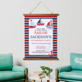 Segel-Boote 1. Geburtstag Wandteppich Mit Holzrahmen