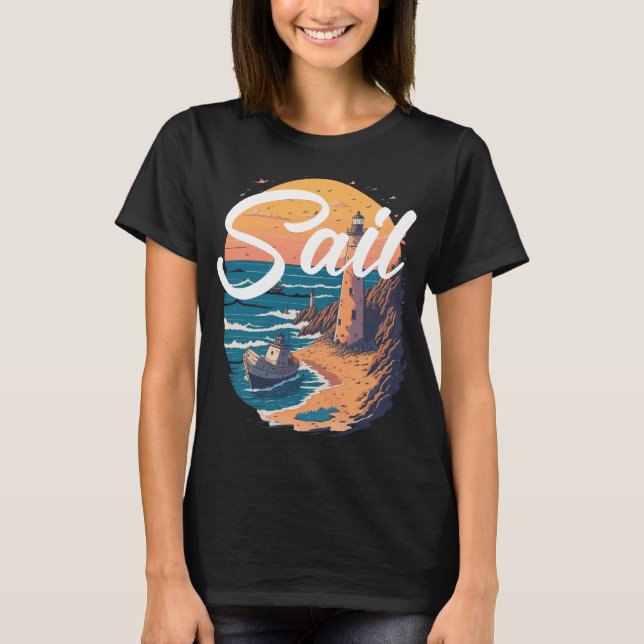 Segel - Boote Seeseite Landschaft T-Shirt (Vorderseite)