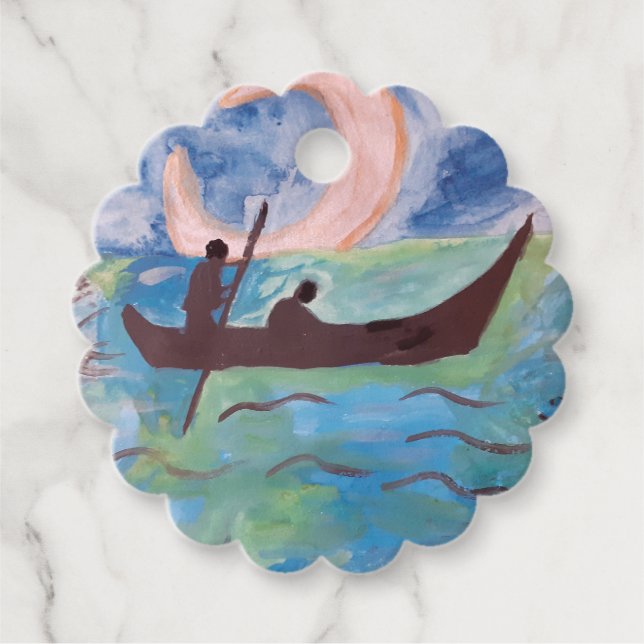 Segel durch Mondlicht Geschenkanhänger (Vorderseite)