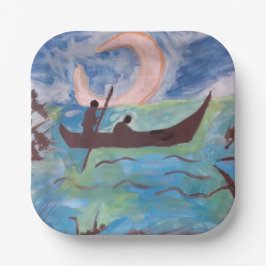 Segel durch Mondlicht Pappteller