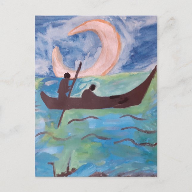Segel durch Mondlicht Postkarte (Vorderseite)
