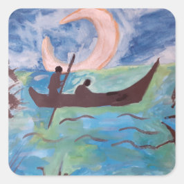 Segel durch Mondlicht Quadratischer Aufkleber