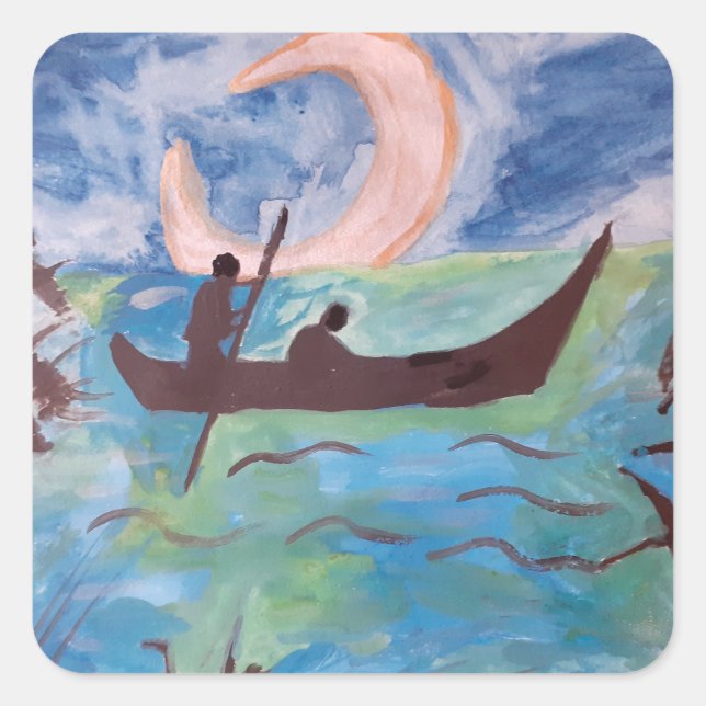 Segel durch Mondlicht Quadratischer Aufkleber (Vorderseite)