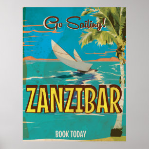 Segel fahren! Sansibar vintage Reiseposter Poster