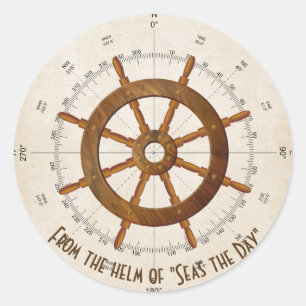 Segel-Helm mit Kompass Runder Aufkleber