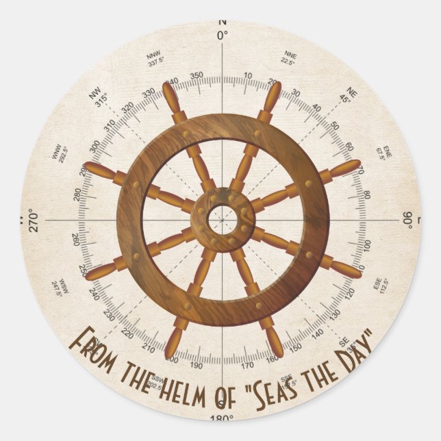 Segel-Helm mit Kompass Runder Aufkleber (Vorderseite)