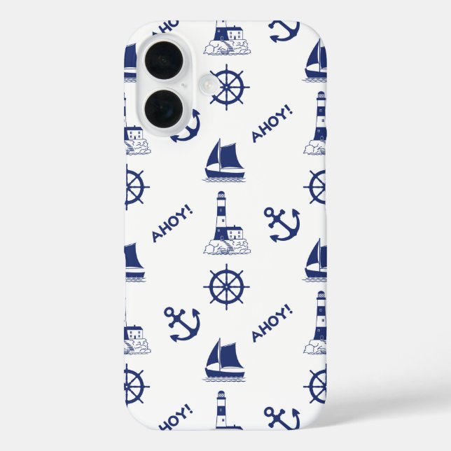 Segel Illustration Muster Navy Blue+White Case-Mate iPhone Hülle (Rückseite)