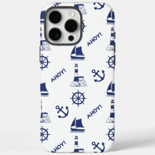 Segel Illustration Muster Navy Blue+White iPhone 16 Pro Max Hülle