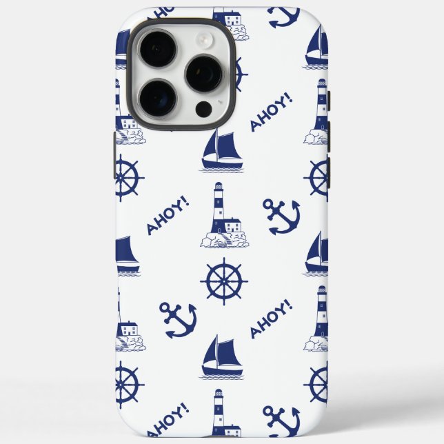 Segel Illustration Muster Navy Blue+White Case-Mate iPhone Hülle (Rückseite)