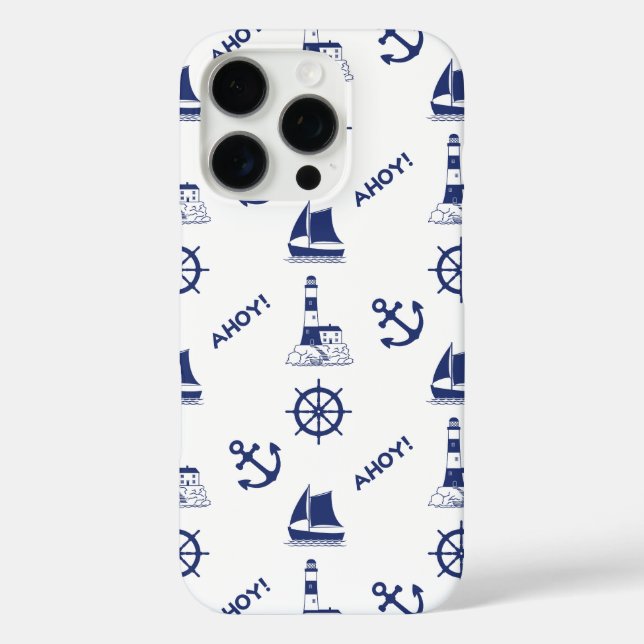 Segel Illustration Muster Navy Blue+White Case-Mate iPhone Hülle (Rückseite)