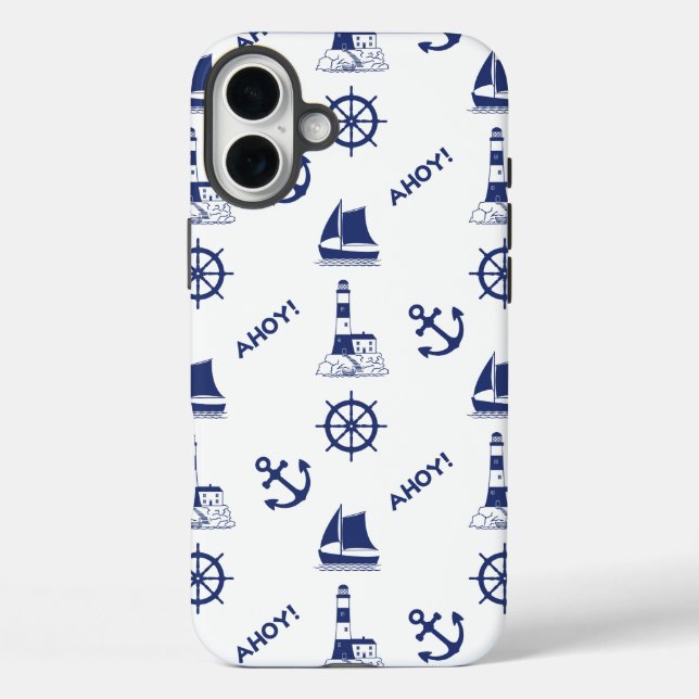 Segel Illustration Muster Navy Blue+White Case-Mate iPhone Hülle (Rückseite)