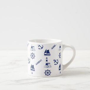 Segel Illustration Muster Navy Blue+White Espressotasse