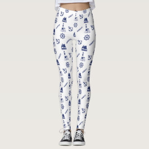 Segel Illustration Muster Navy Blue+White Leggings