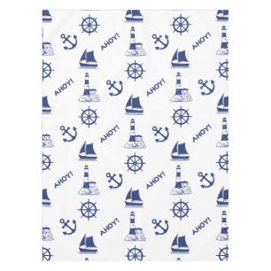 Segel Illustration Muster Navy Blue+White Tischdecke
