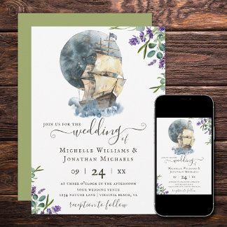 Segel Lavendel Wedding Einladung
