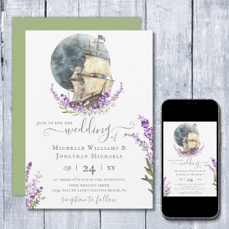 Segel Lavendel Wedding Einladung