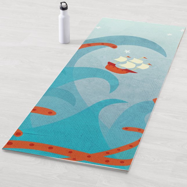 Segel-Monster-Spaß Yogamatte (Sailing boat sea monster fun yoga mat)