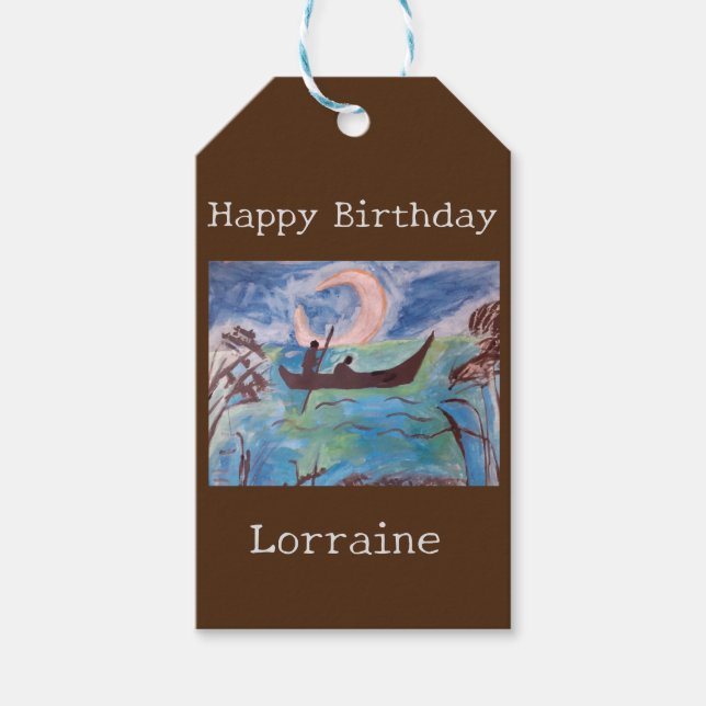 Segel nach Mondschein Geburtstag Geschenkanhänger (Vorderseite)