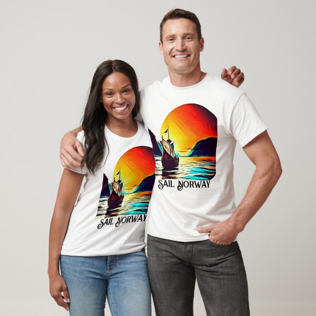 Segel Norwegen mit dem Wikinger Schiff T-Shirt (Unisex)