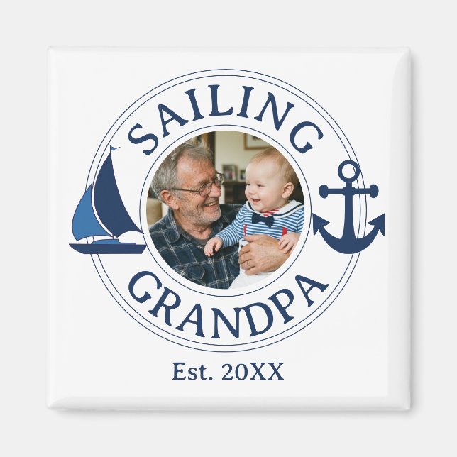 Segel-Opa-Jahr-Established-Foto Magnet (Vorne)